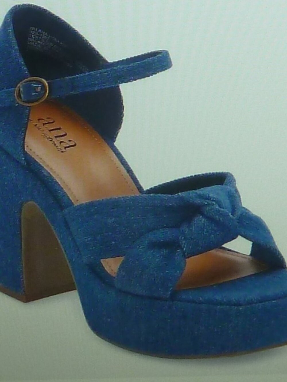 A.N.A KNOT BLOCK HEEL HOLLAND DENIM PLATFORM SANDAL SIZE 9.5